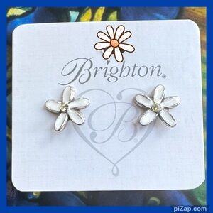 💐Brighton Silver Love Bouquet White Floral Stud Earringsl